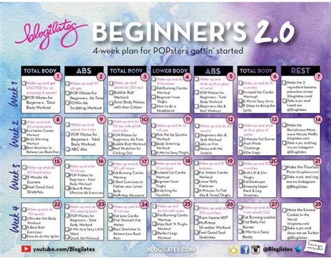 beginners calendar blogilates|NEW Beginners Calendar 2.0 .